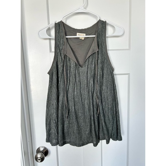 Meadow Rue Anthropologie Women's Pleated Swing Tank Top Olive Green Size XS - Picture 2 of 15